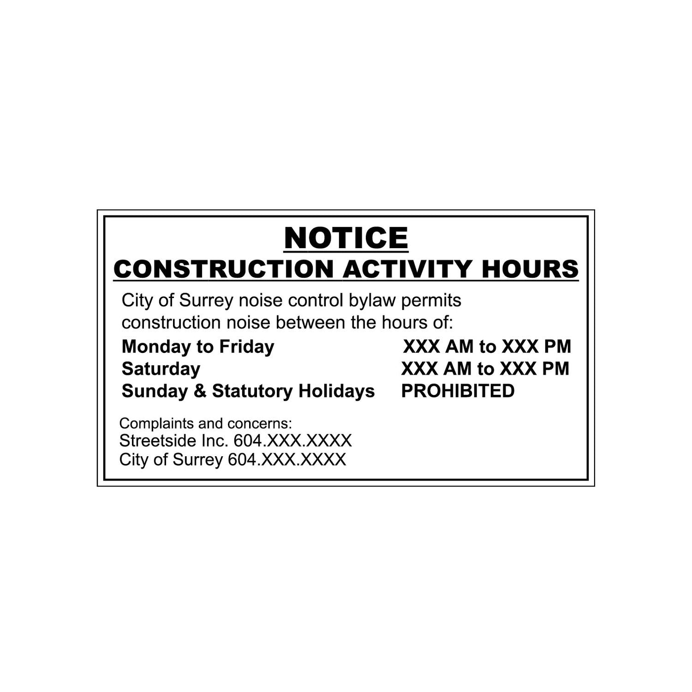 Construction Activity Hours